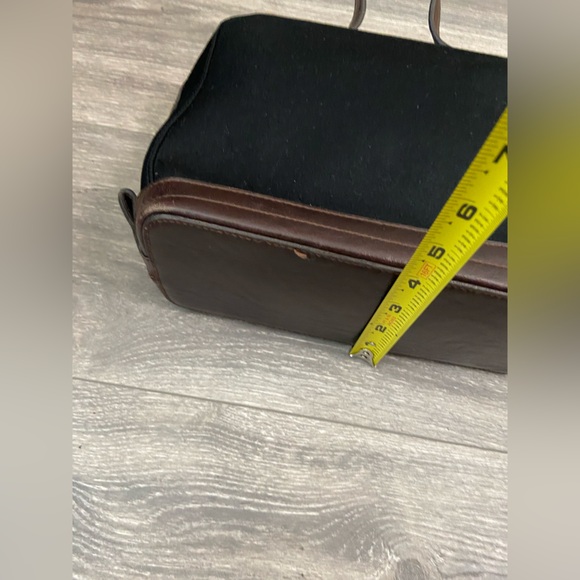 Vintage Marlo Black Canvas Bag with Brown Faux Leather Trims & Handles, Silver - Picture 13 of 15